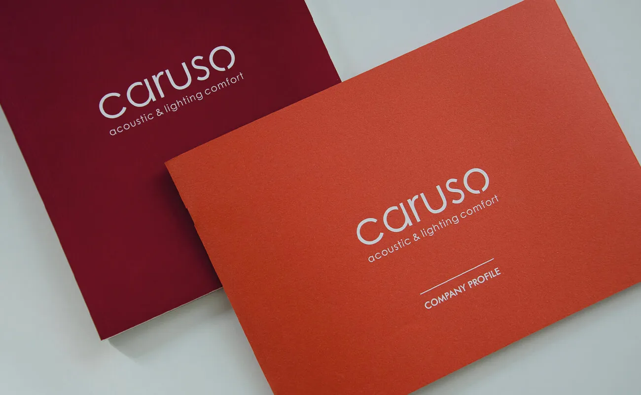 Concept grafico & Copywriting del Company Profile per Caruso Acoustic